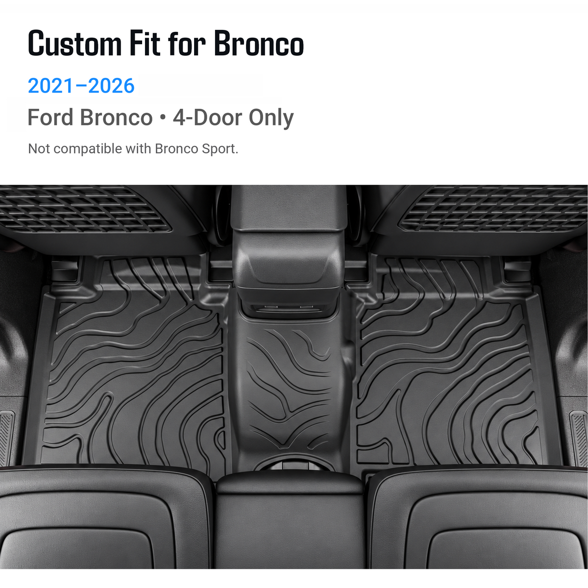 powoq TPE Floor Mats for 2021-2026 Ford Bronco 4-Door