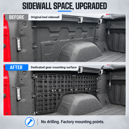 powoq 5.8-ft Side Bed MOLLE Panels for 2019-2025 Chevy Silverado / GMC Sierra