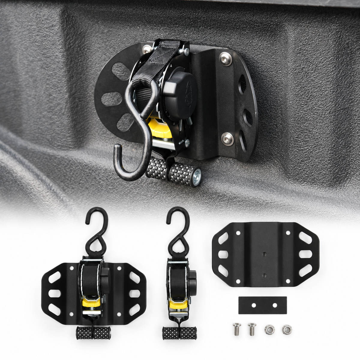 powoq Retractable Ratchet Straps for Ford F-150 (2015-2026), Super Duty (2017-2026) & Lightning (2022-2026)