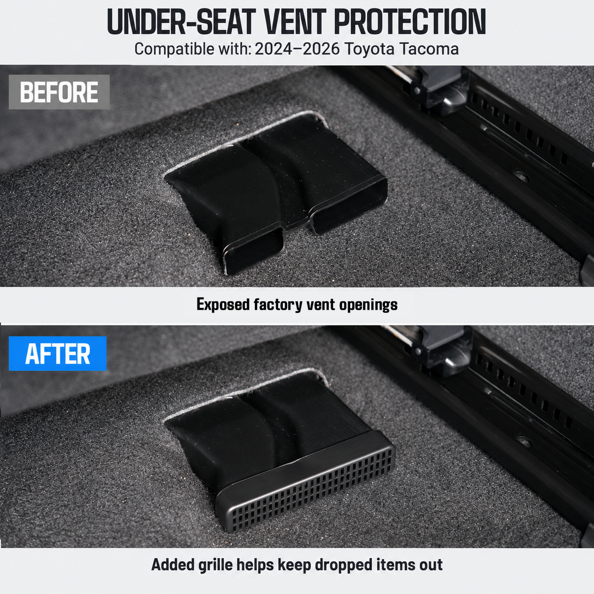 powoq Under Seat Vent Cover for 2024-2026 Toyota Tacoma