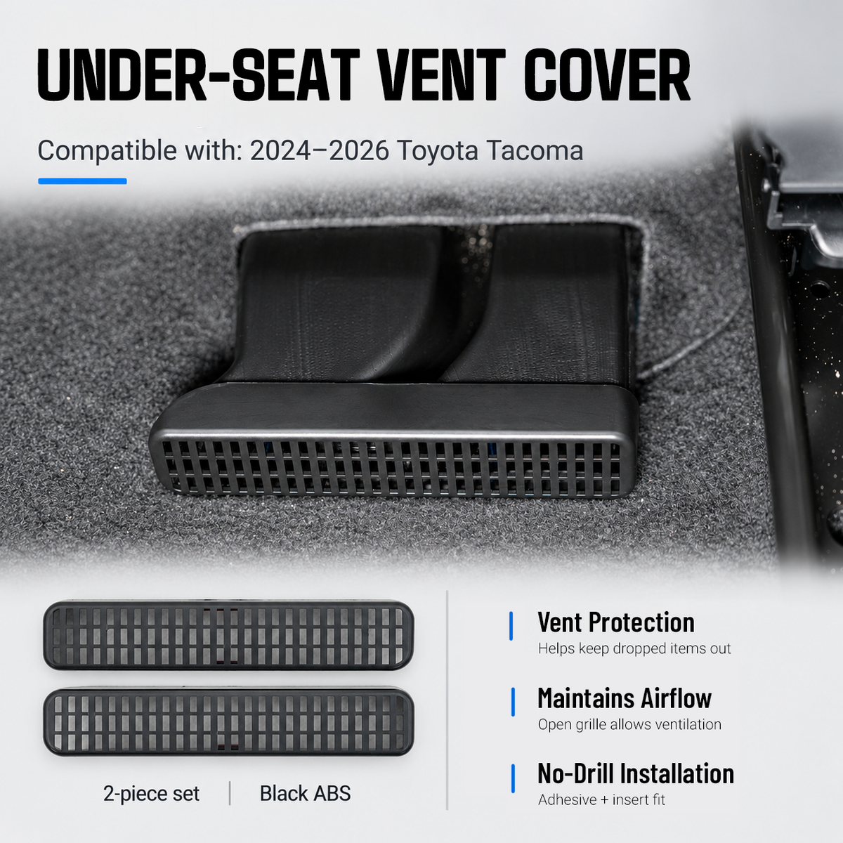 powoq Under Seat Vent Cover for 2024-2026 Toyota Tacoma
