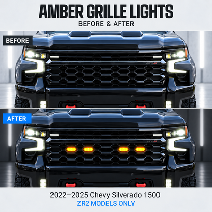 powoq Amber Grille Lights for 2022-2025 Chevy Silverado 1500 ZR2