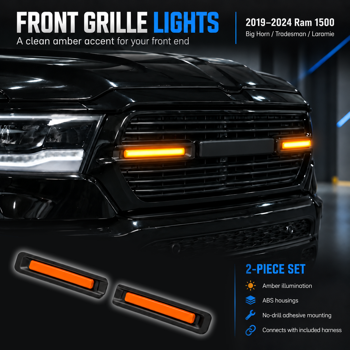 powoq LED Front Grille Lights for 2019-2024 Ram 1500