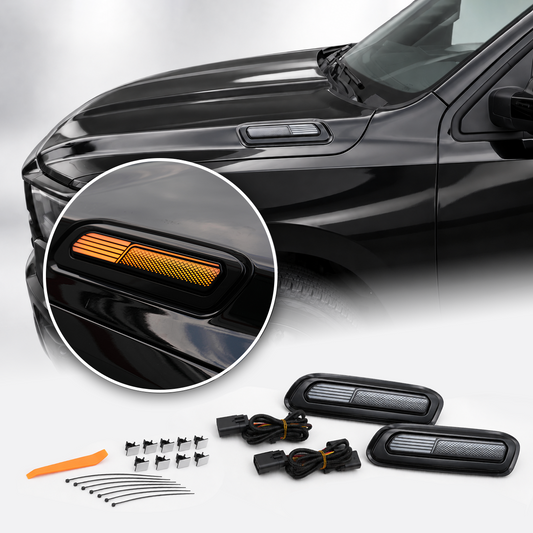 powoq LED Hood Side Marker Light for 2019-2024 Ram 1500 16-Pin