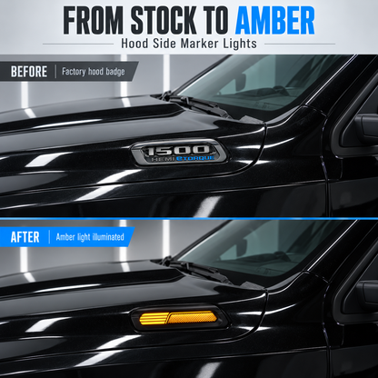 powoq LED Hood Side Marker Light for 2019-2024 Ram 1500 16-Pin