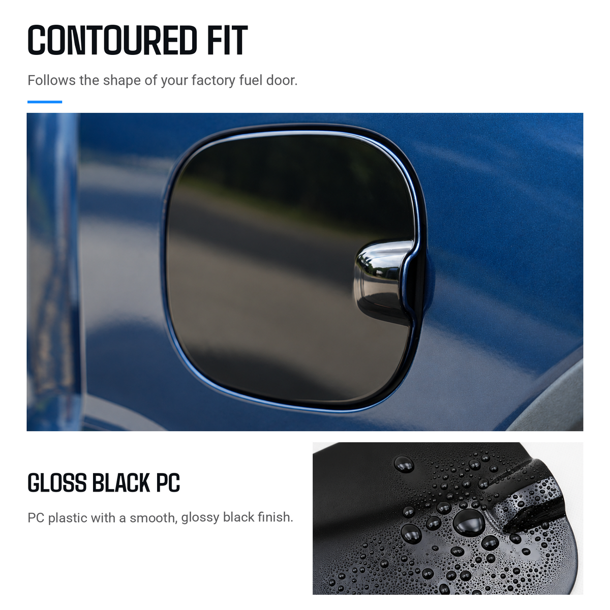 powoq Fuel Door Cover for 2022-2025 Chevy Silverado & GMC Sierra 1500 - Glossy Black
