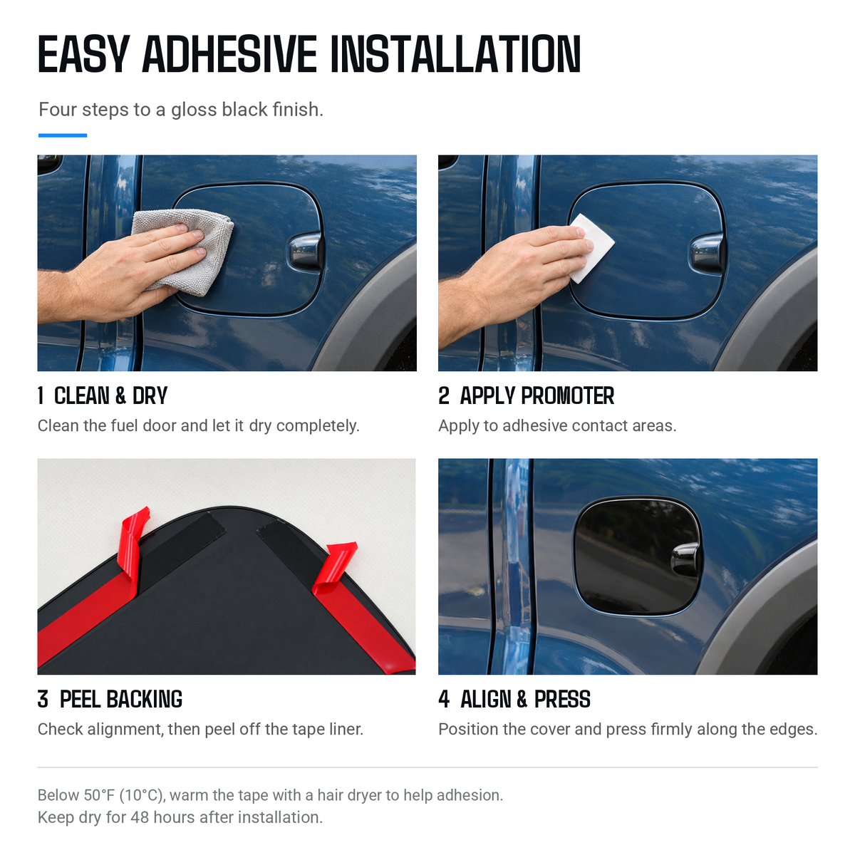 powoq Fuel Door Cover for 2022-2025 Chevy Silverado & GMC Sierra 1500 - Glossy Black