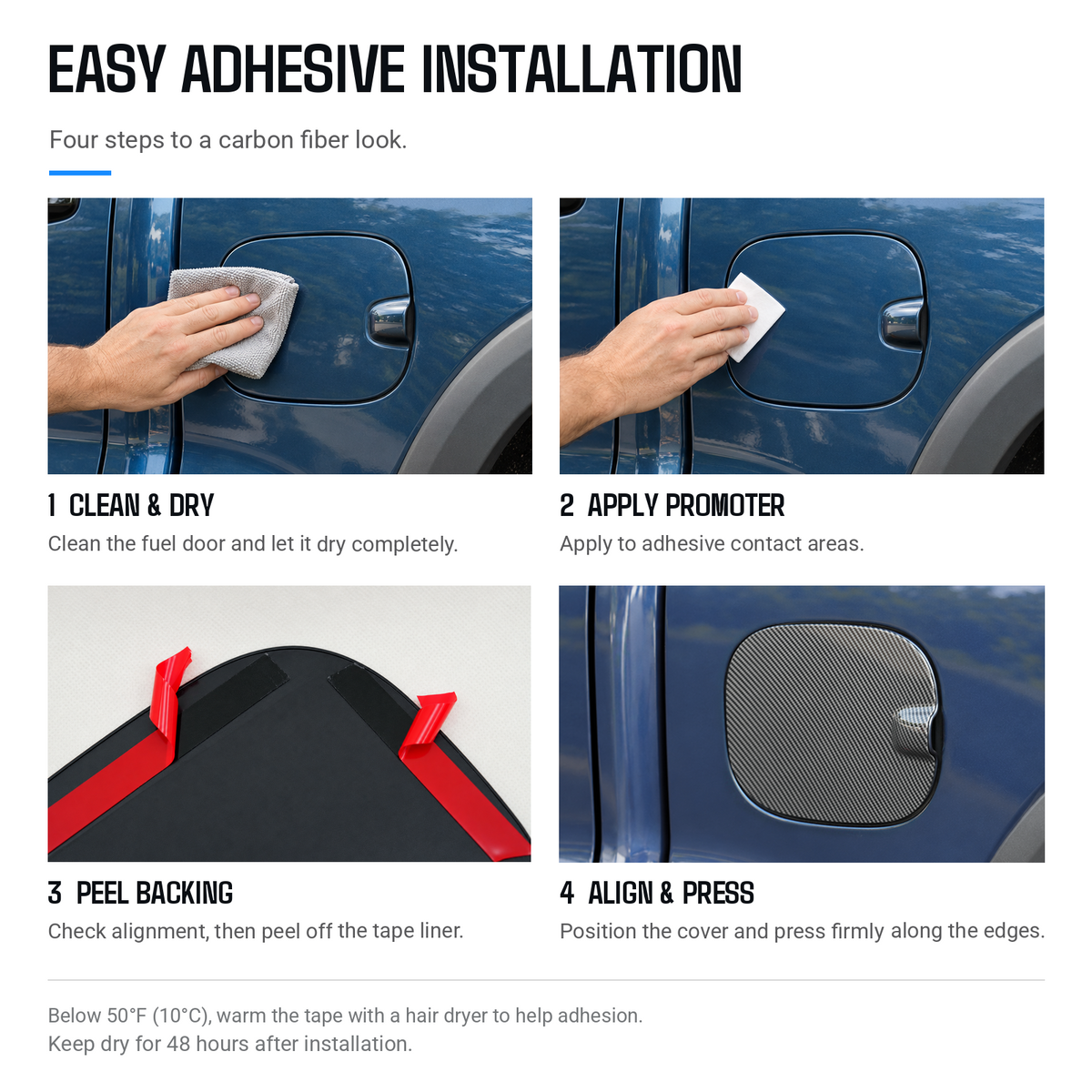 powoq Fuel Door Cover for 2022-2025 Chevy Silverado 1500 & GMC Sierra 1500 - Glossy Carbon Fiber Pattern