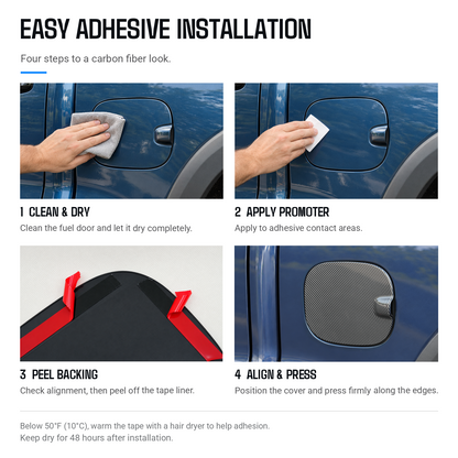 powoq Fuel Door Cover for 2022-2025 Chevy Silverado 1500 & GMC Sierra 1500 - Glossy Carbon Fiber Pattern