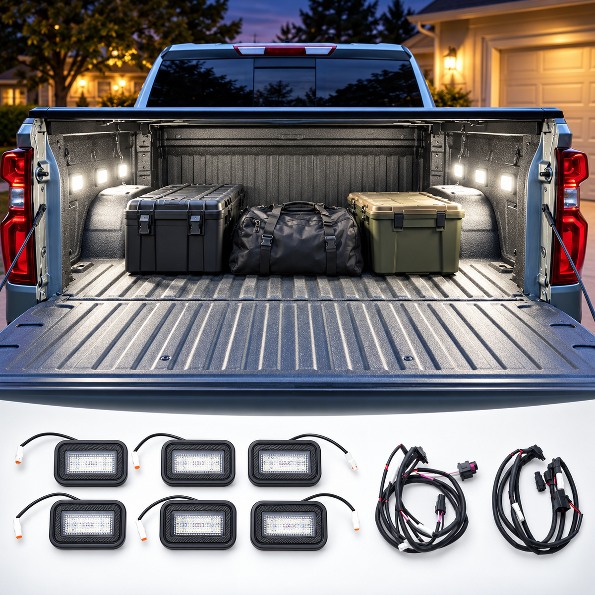 powoq 6-Piece LED Truck Bed Lights for 2019-2026 Chevy Silverado 1500