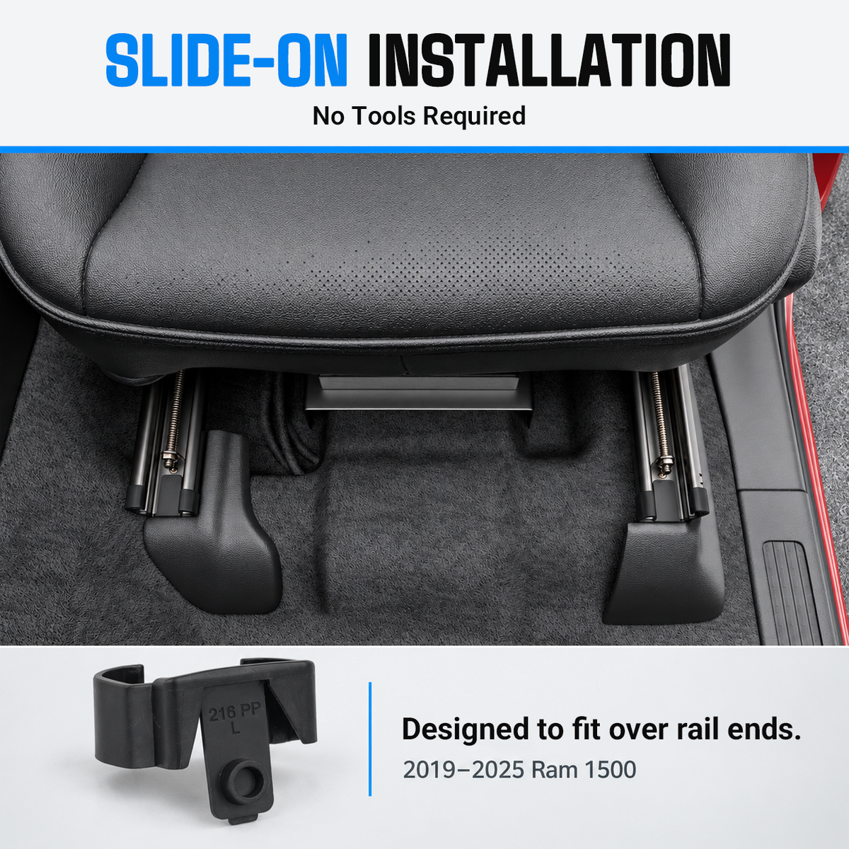powoq Seat Rail Covers for 2019-2025 Ram 1500