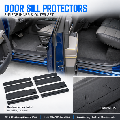 powoq Door Sill Protector for 2019-2026 Chevrolet Silverado / GMC Sierra