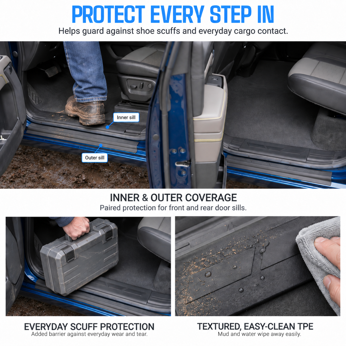 powoq Door Sill Protector for 2019-2026 Chevrolet Silverado / GMC Sierra
