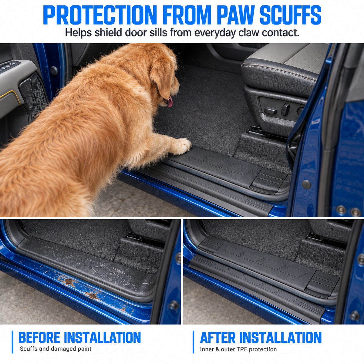 powoq Door Sill Protector for 2019-2026 Chevrolet Silverado / GMC Sierra