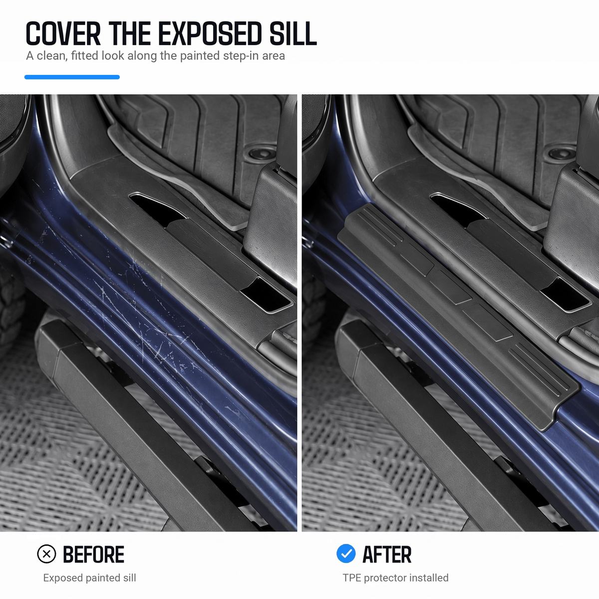 powoq Door Sill Protectors for 2019-2026 Chevy Silverado & GMC Sierra 1500 Crew Cab