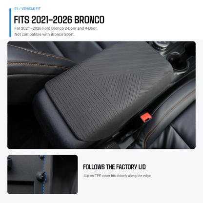 powoq Cubierta del reposabrazos de la consola central compatible con Ford Bronco 2021-2026
