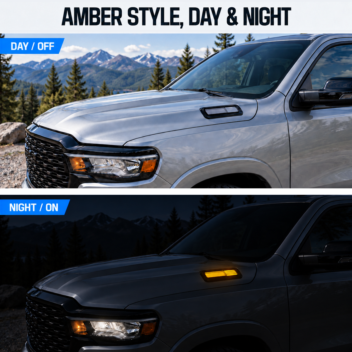 powoq LED Hood Side Marker Light for 2019-2025 Ram 1500