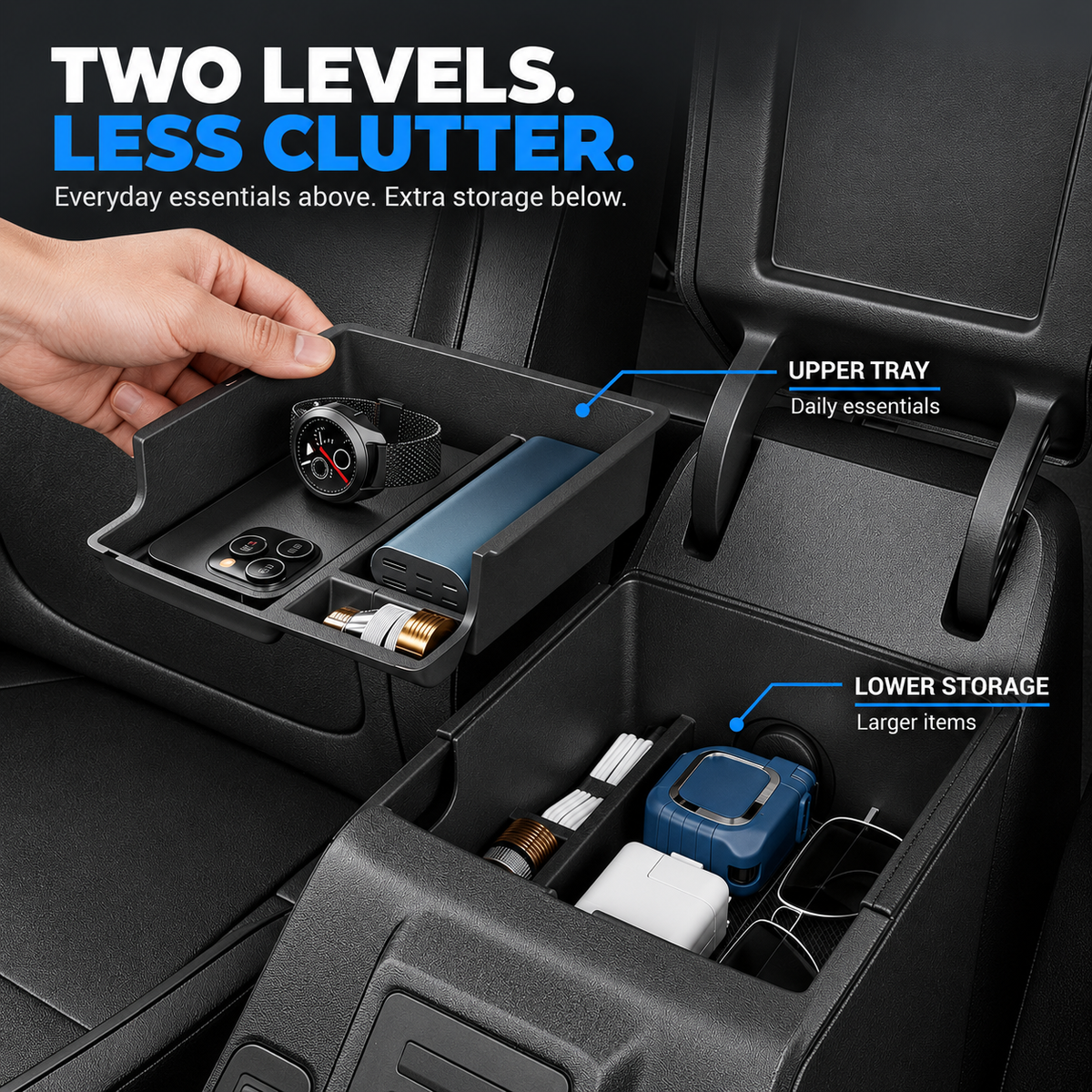 powoq Dual-Layer Center Console Organizer for 2021-2024 Ford Bronco