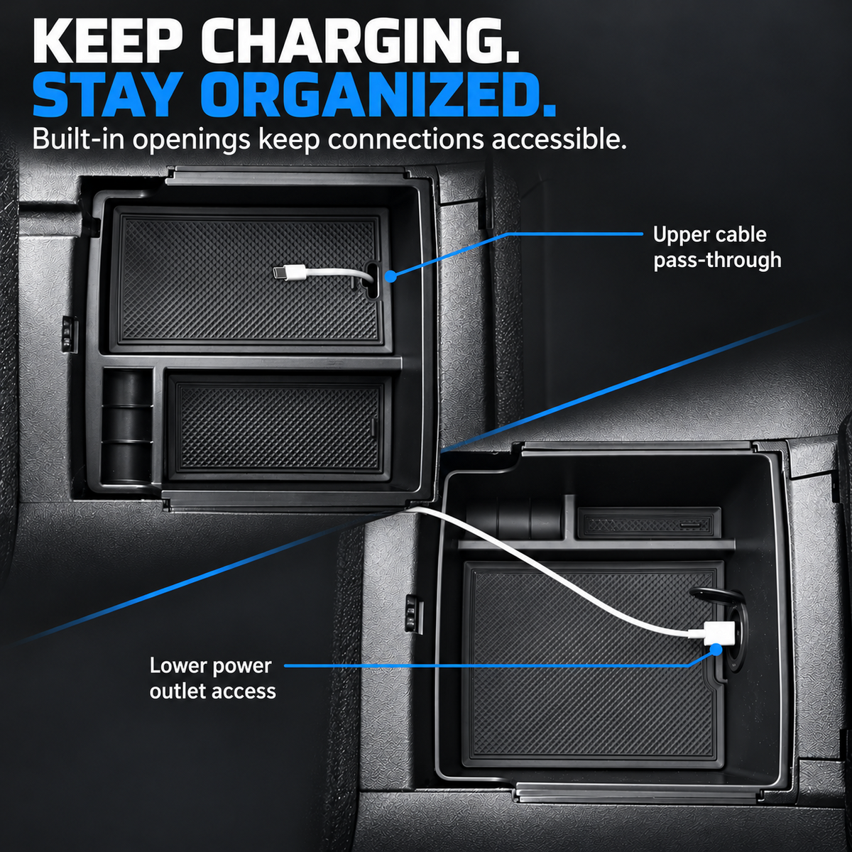 powoq Dual-Layer Center Console Organizer for 2021-2024 Ford Bronco