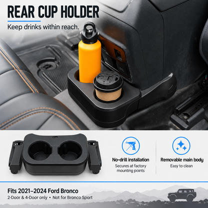 powoq Rear Cup Holder for 2021-2024 Ford Bronco