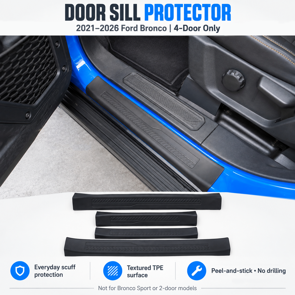 powoq TPE Door Sill Protector for 2021-2026 Ford Bronco 4-Door