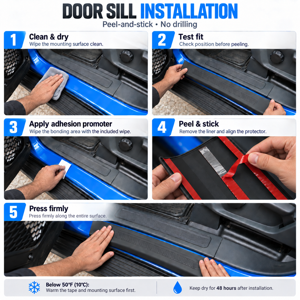 powoq TPE Door Sill Protector for 2021-2026 Ford Bronco 4-Door