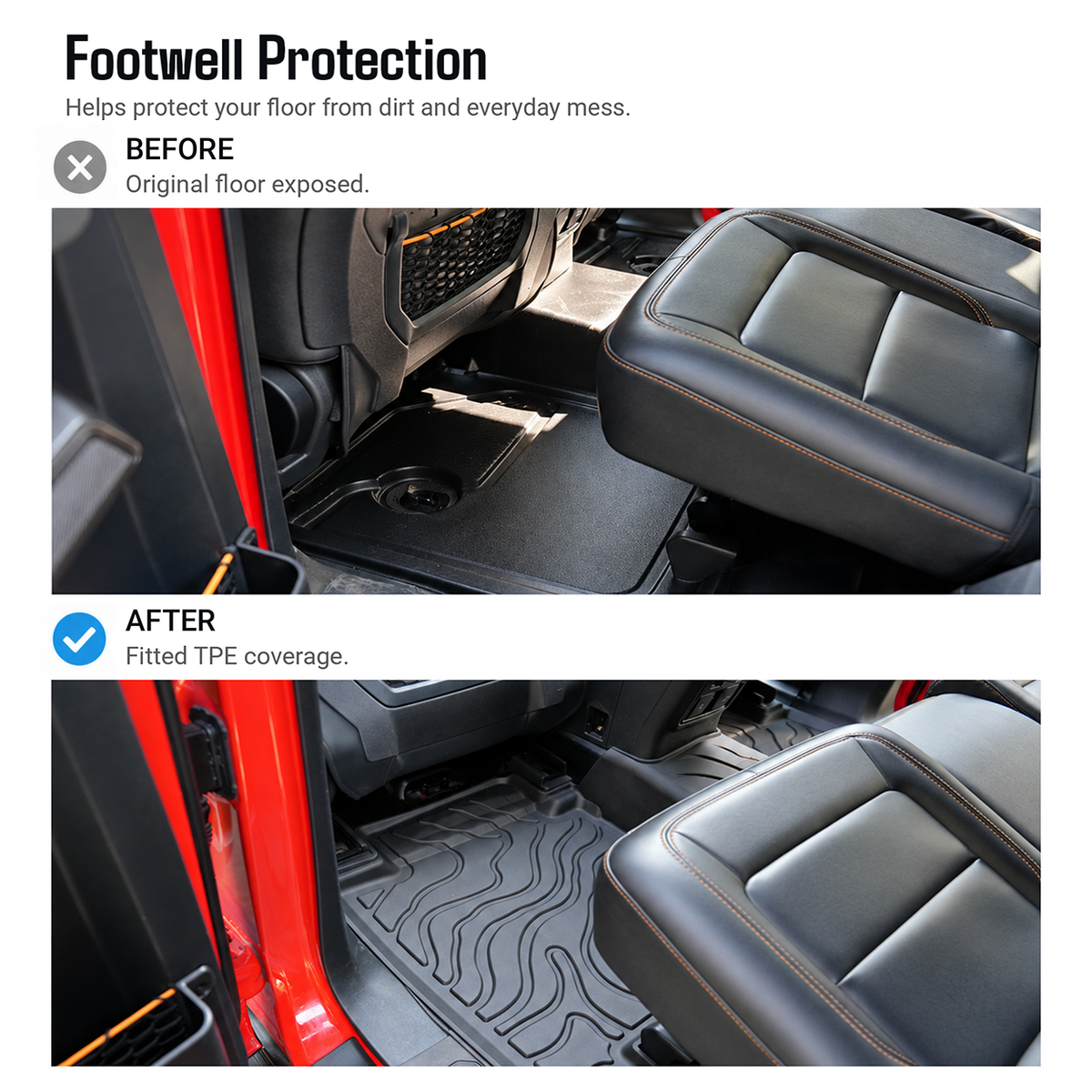 powoq TPE Floor Mats for 2021-2026 Ford Bronco 4-Door