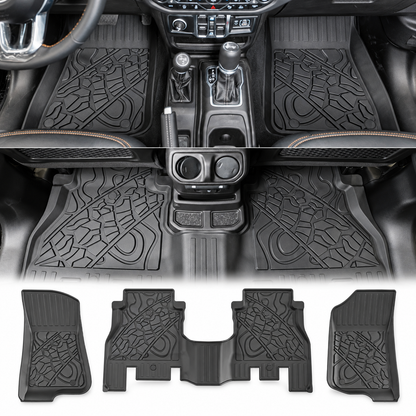 powoq Floor Mats for 2018-2025 Jeep Wrangler Unlimited (JL) 4-Door 4x4