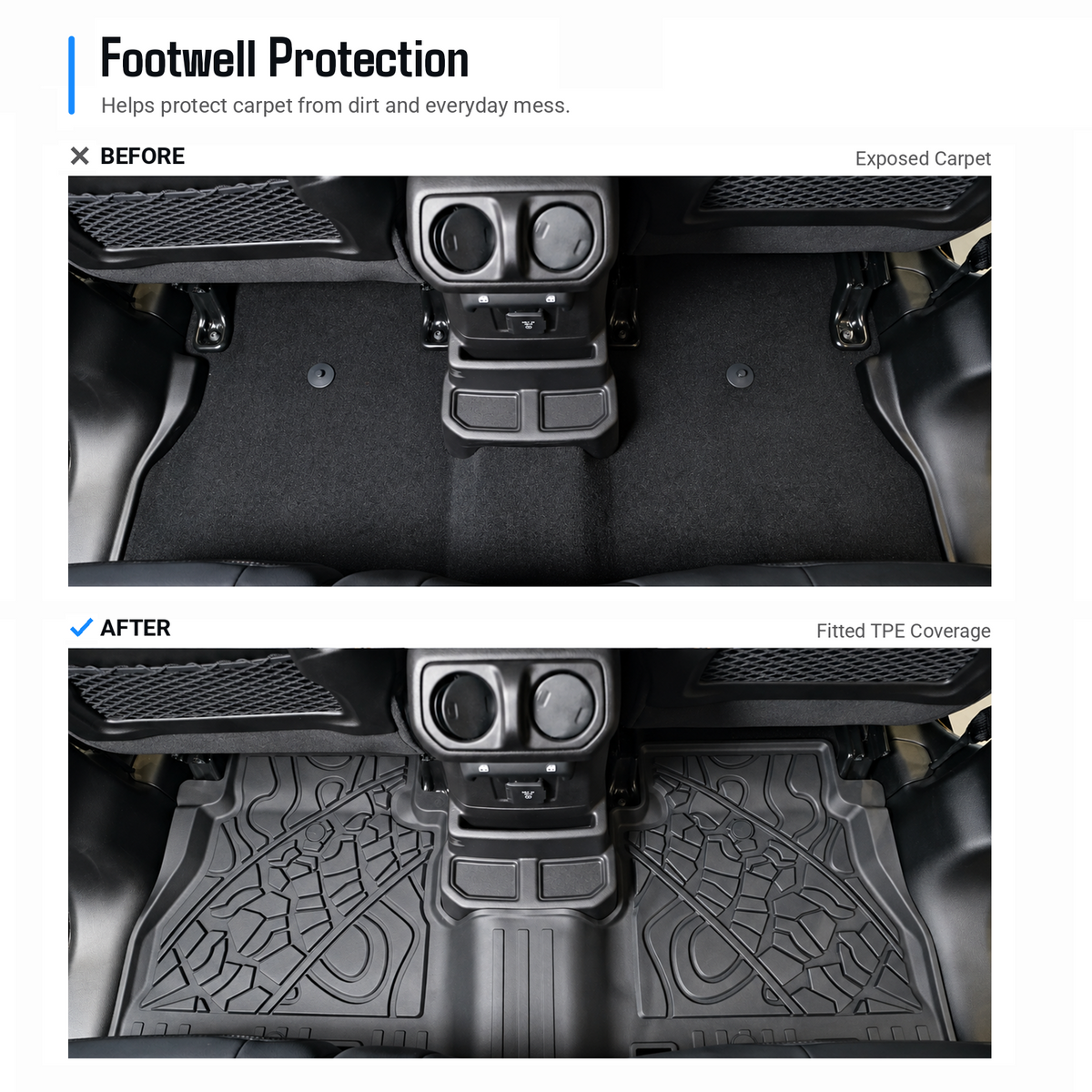 powoq Floor Mats for 2018-2025 Jeep Wrangler Unlimited (JL) 4-Door 4x4