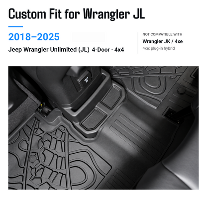 powoq Floor Mats for 2018-2025 Jeep Wrangler Unlimited (JL) 4-Door 4x4