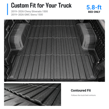 powoq 5.8-ft Truck Bed Mat for 2019-2026 Chevy Silverado & GMC Sierra 1500