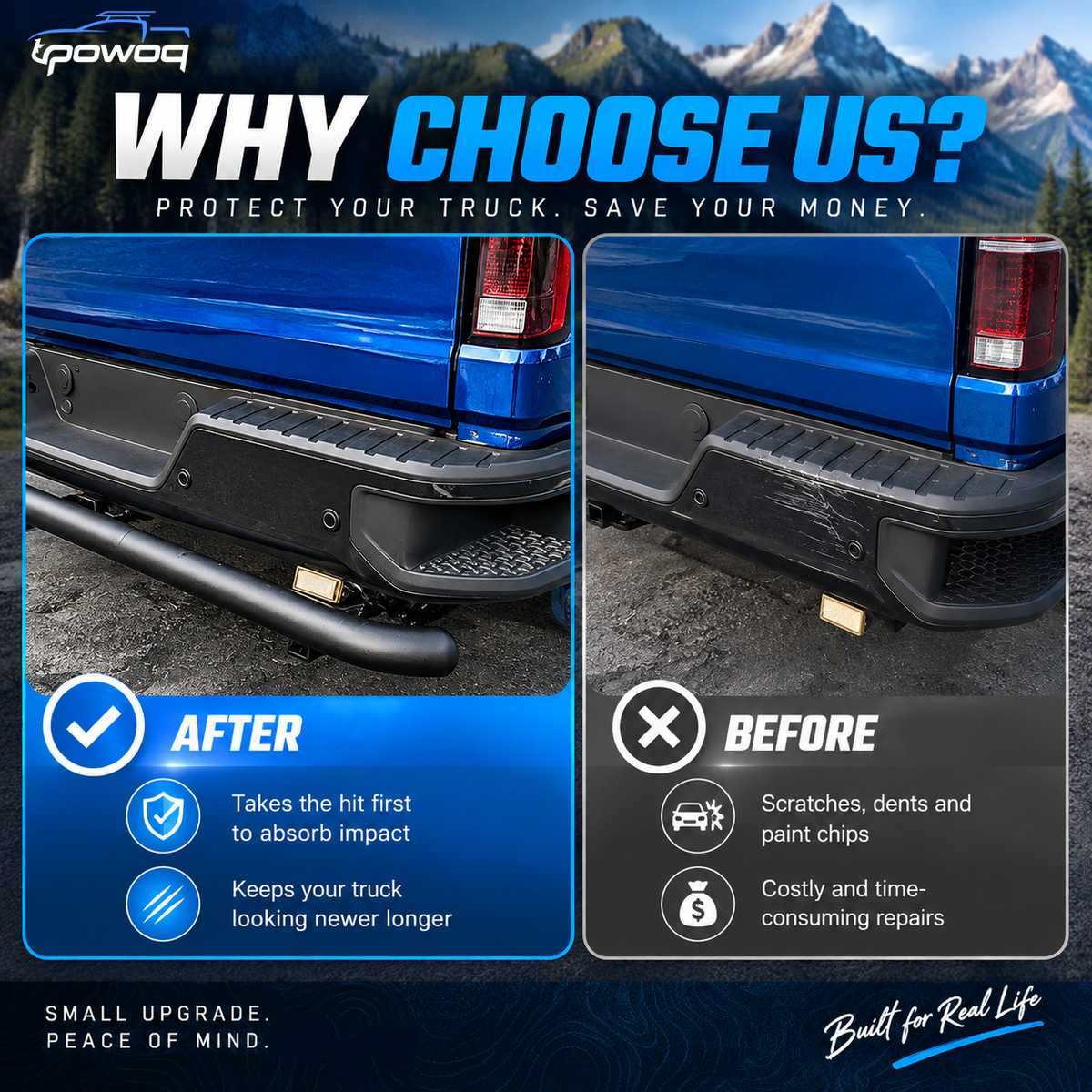 powoq Rear Bumper Guard for 2022-2026 Chevy Silverado ZR2 / LT