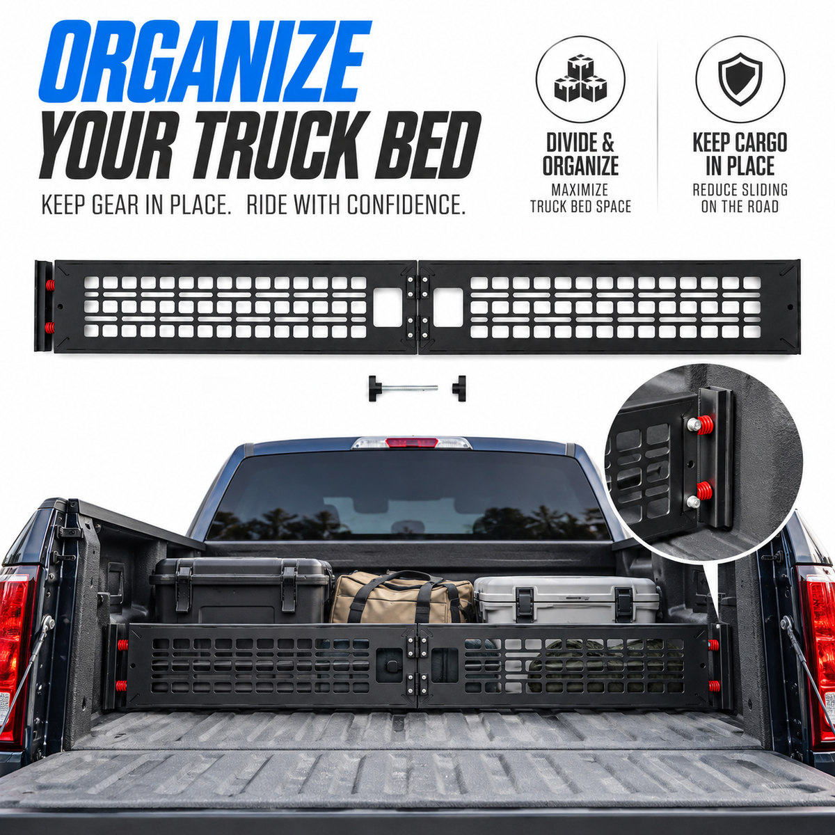 powoq Truck Bed Divider with MOLLE Panel for 2022-2026 Ford Maverick XLT