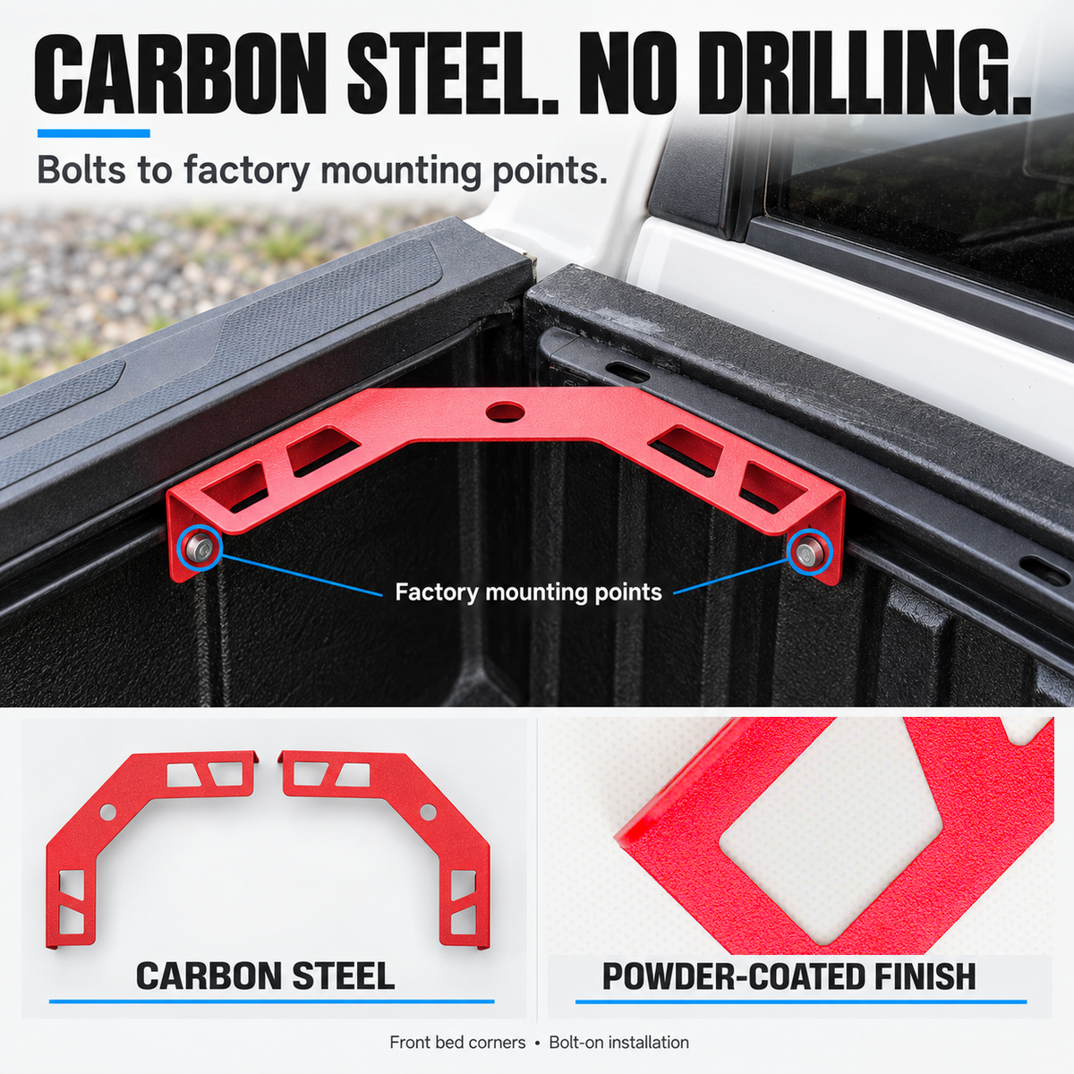 powoq Bed Rail Corner Gussets for 2022-2026 Toyota Tundra / 2024-2026 Toyota Tacoma