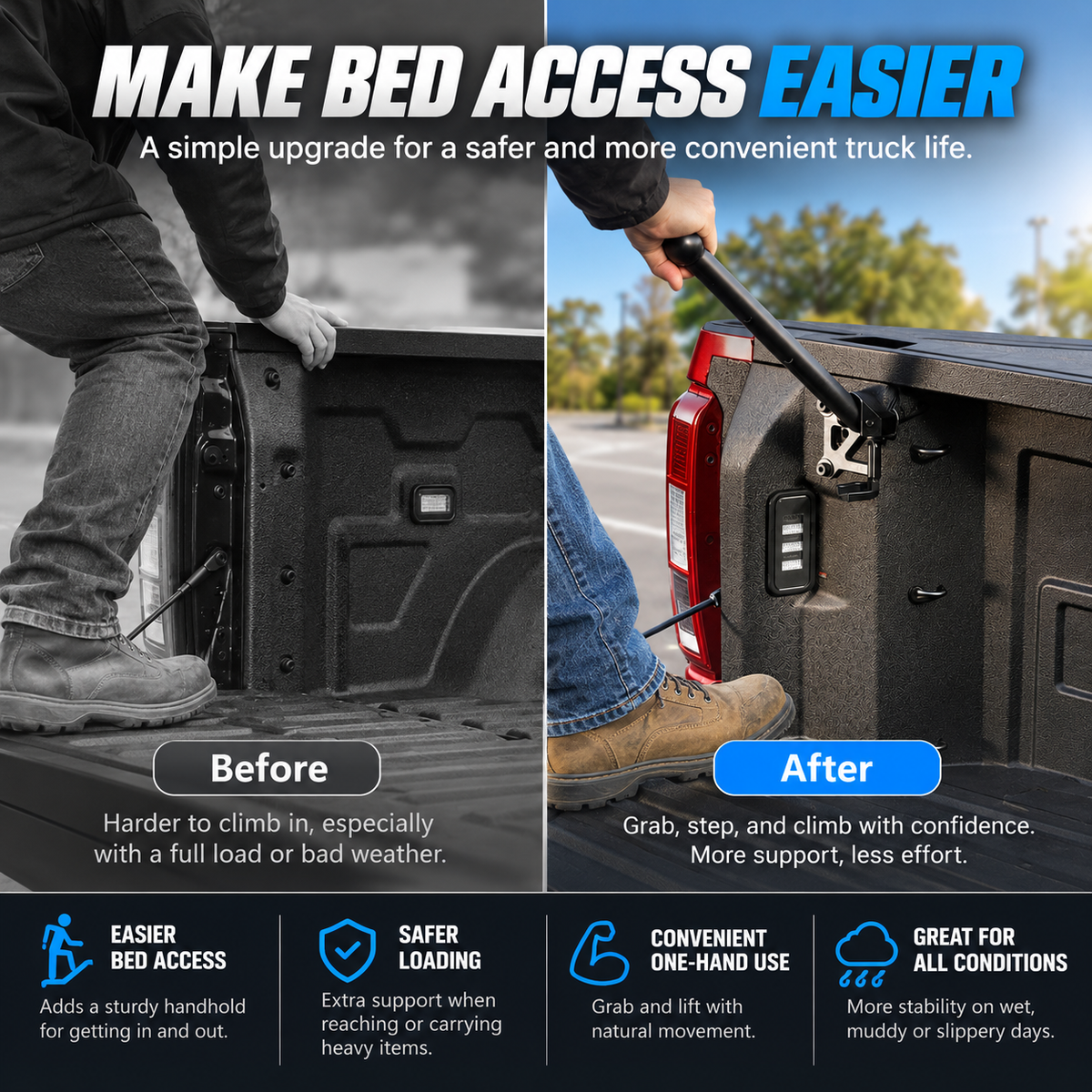 powoq Tailgate Assist Handle for 2019-2026 Chevy Silverado / GMC Sierra