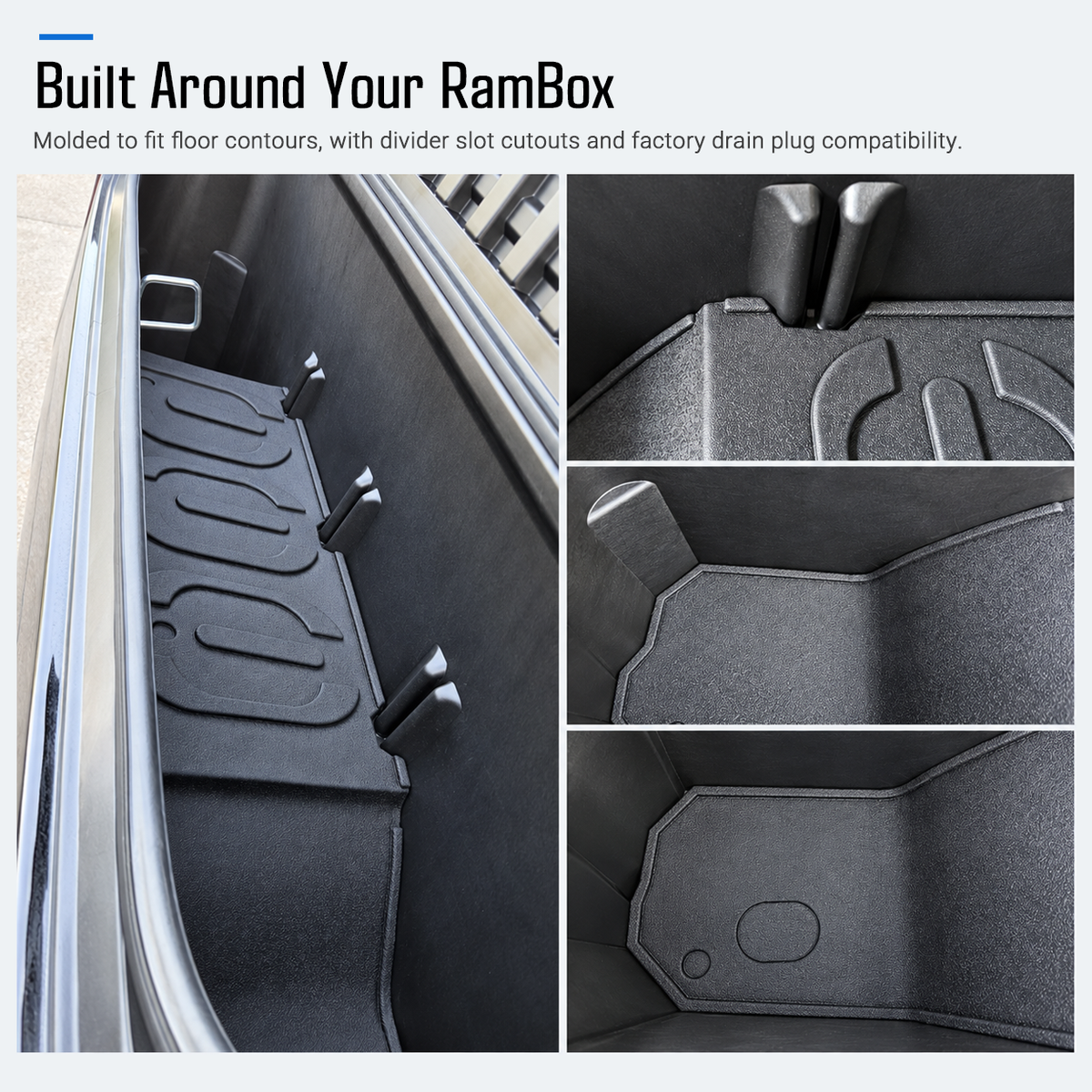 powoq 2-Piece RamBox Storage Bin Mats for 2019-2026 Ram 1500 5'7" Bed