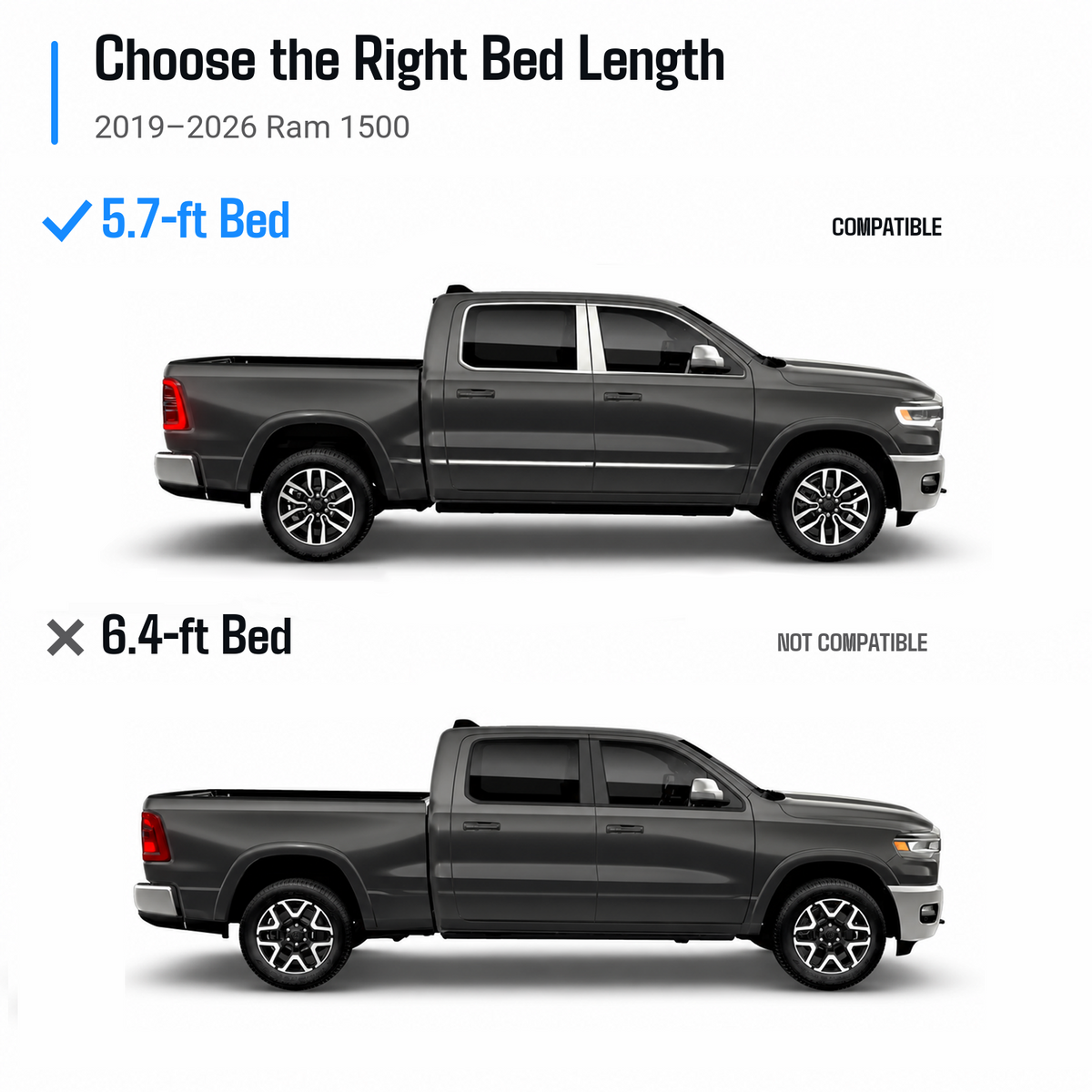 powoq 5.7-ft Truck Bed Mat for 2019-2026 Ram 1500