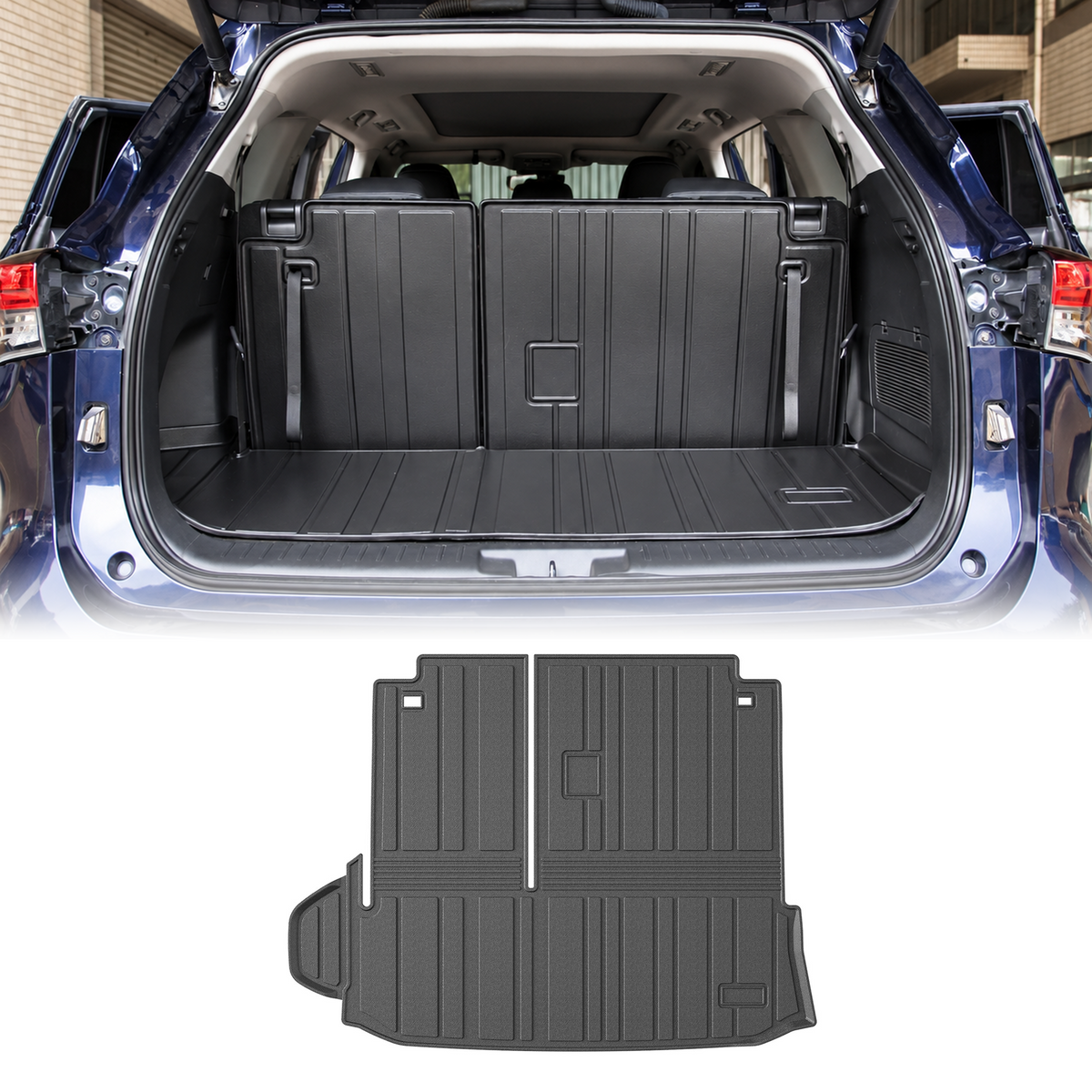 powoq Cargo Mat with Backrest Mat for 2020-2026 Toyota Highlander (7 Seats)