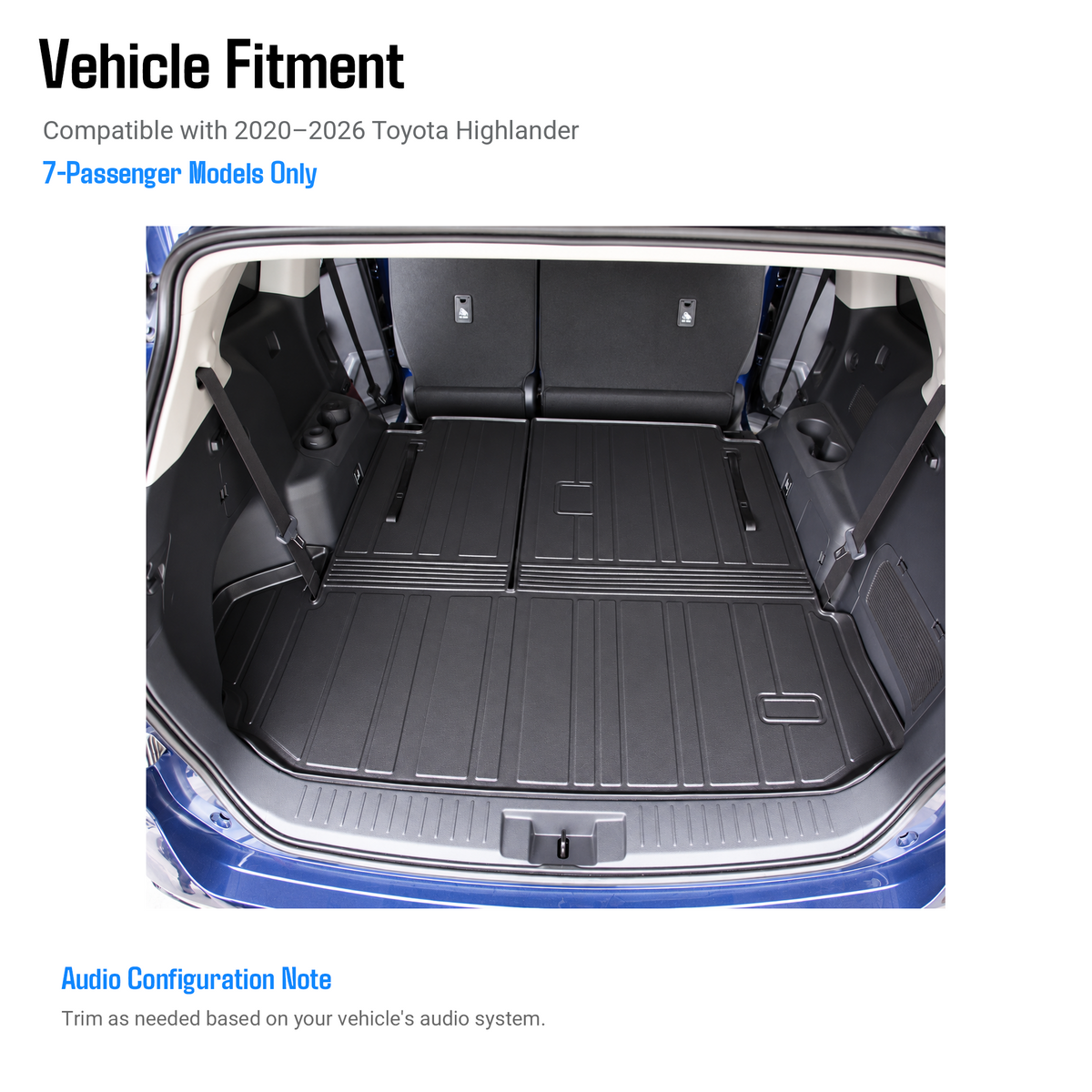 powoq Cargo Mat with Backrest Mat for 2020-2026 Toyota Highlander (7 Seats)