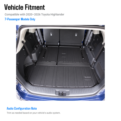 powoq Cargo Mat with Backrest Mat for 2020-2026 Toyota Highlander (7 Seats)