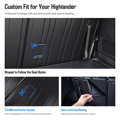 powoq Cargo Mat with Backrest Mat for 2020-2026 Toyota Highlander (7 Seats)