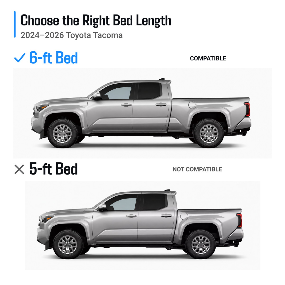 powoq 6-ft Truck Bed Mat for 2024-2026 Toyota Tacoma
