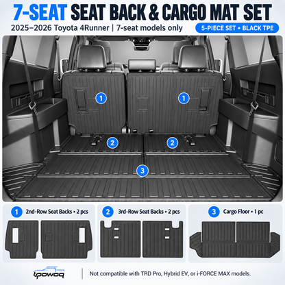 powoq 7-Seat Seat Back & Cargo Mat Set for 2025-2026 Toyota 4Runner
