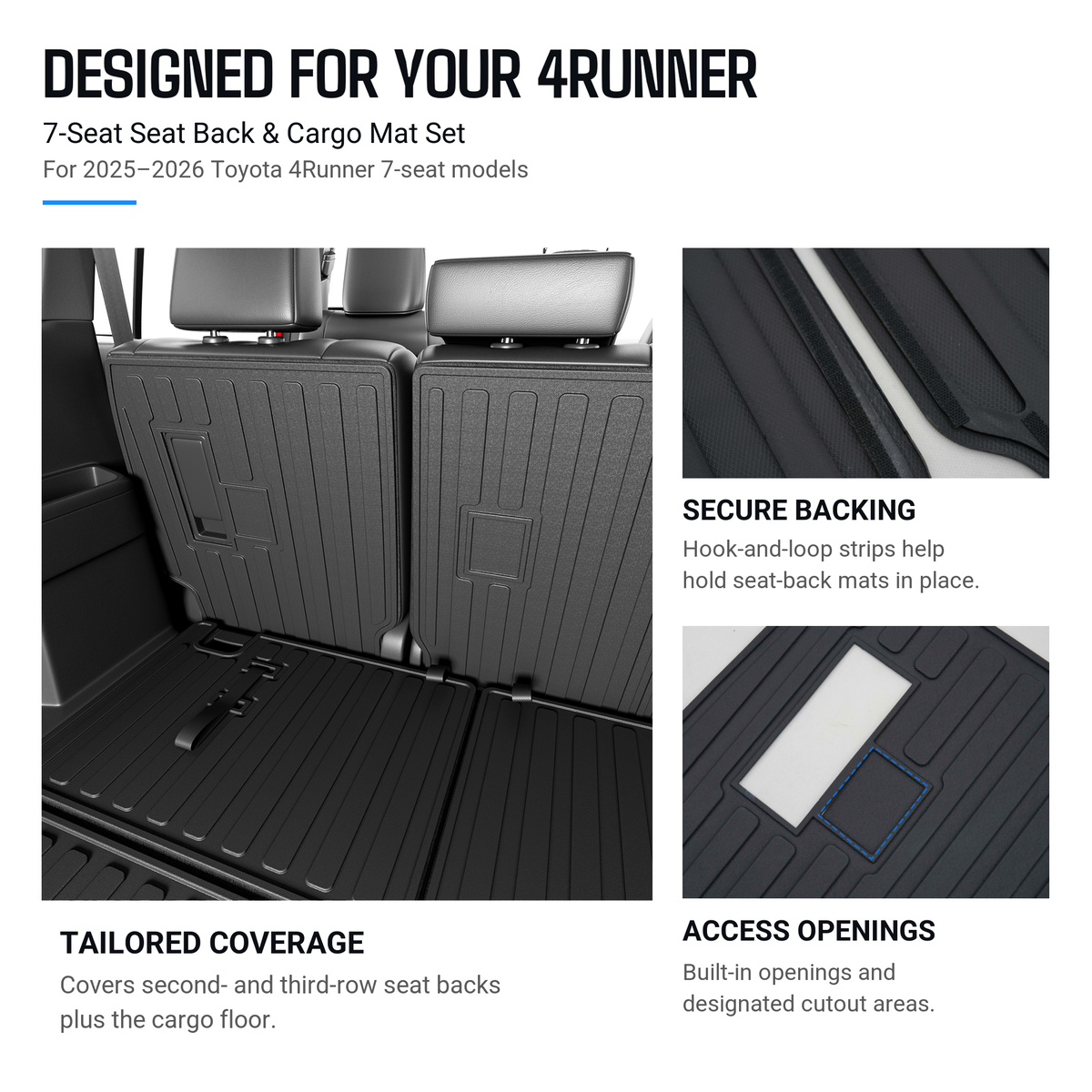 powoq 7-Seat Seat Back & Cargo Mat Set for 2025-2026 Toyota 4Runner