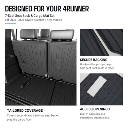 powoq 7-Seat Seat Back & Cargo Mat Set for 2025-2026 Toyota 4Runner