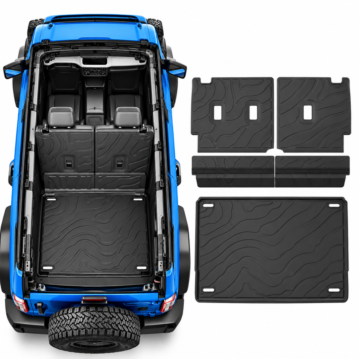 powoq TPE Cargo Mat & Backrest Mats Set for 2021-2026 Ford Bronco 4-Door